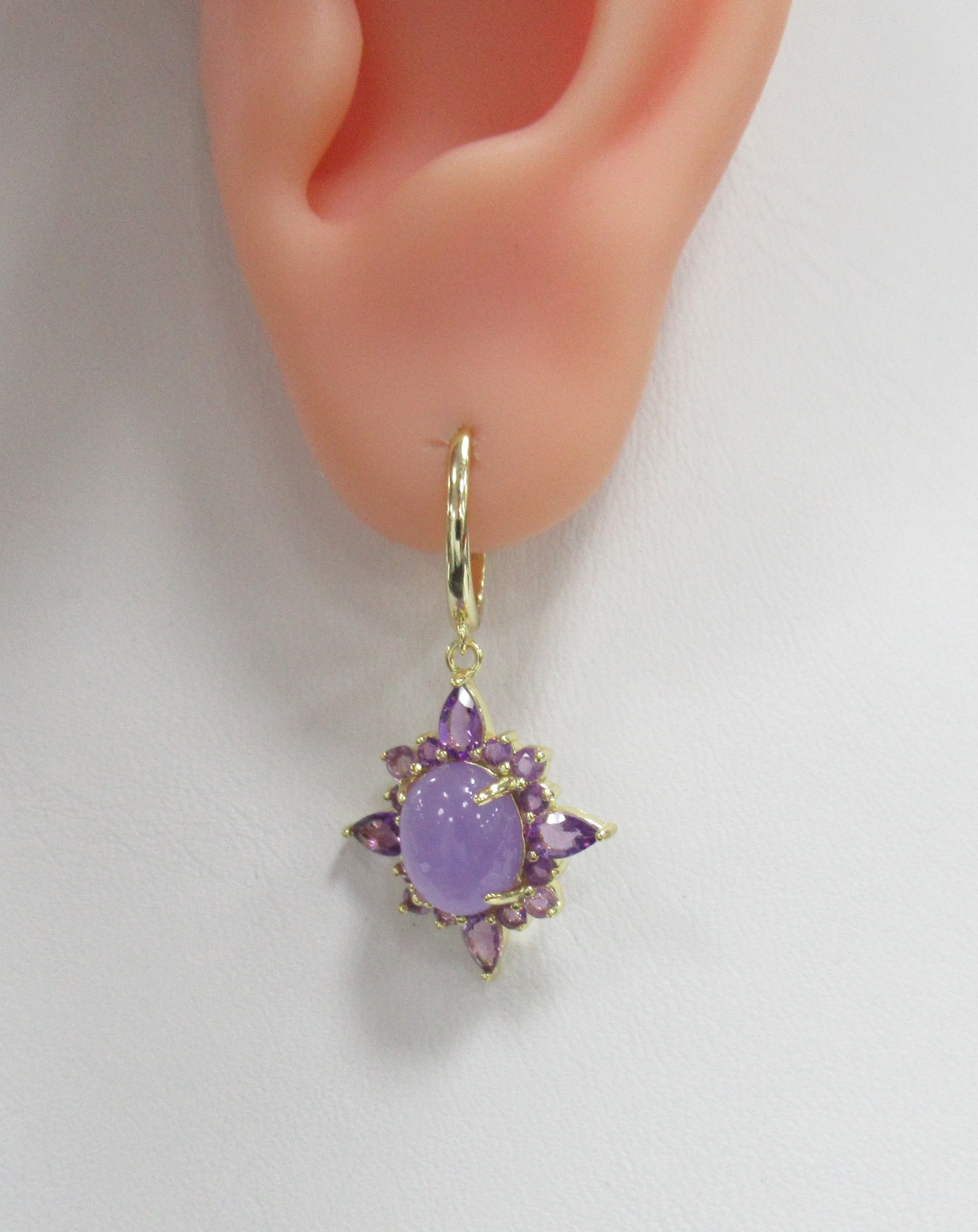 Серебряные серьги с лавандовыми жадеитами